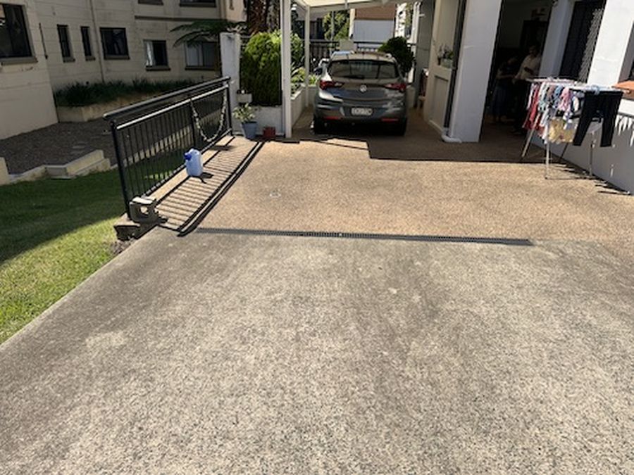 New exposed aggregate driveway