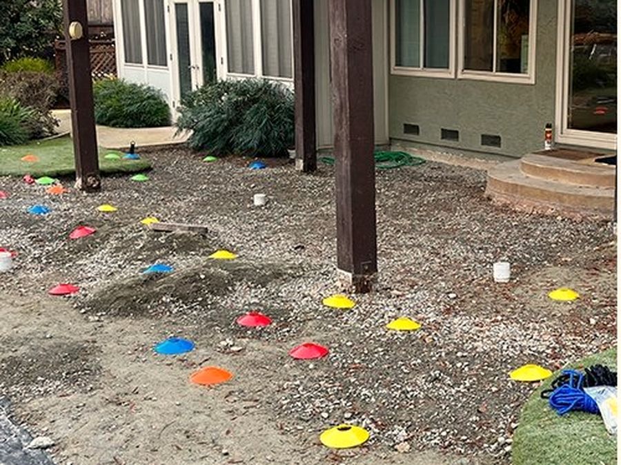 Weathered backyard patio